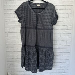 Wrap Designed In London Eyelet Dress Lagenlook Cottagecore 100% Cotton Blue/Gray
